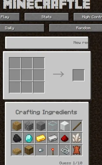 Minecraftle 공식 사이트 화면