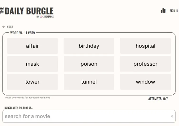 The Daily Burgle 공식 사이트 화면